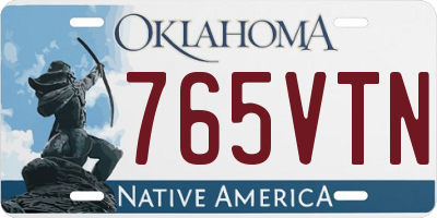OK license plate 765VTN