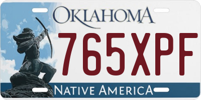 OK license plate 765XPF