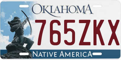 OK license plate 765ZKX