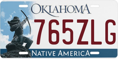 OK license plate 765ZLG