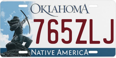 OK license plate 765ZLJ