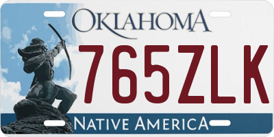 OK license plate 765ZLK