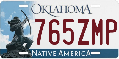 OK license plate 765ZMP