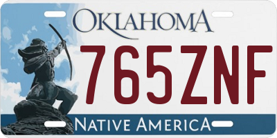 OK license plate 765ZNF