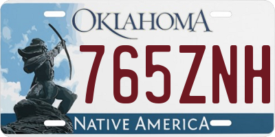 OK license plate 765ZNH