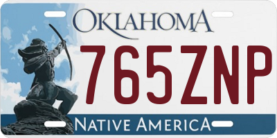 OK license plate 765ZNP