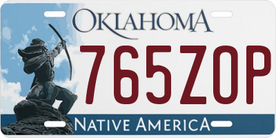 OK license plate 765ZOP