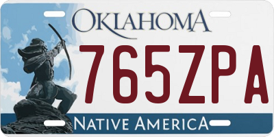 OK license plate 765ZPA