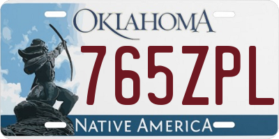 OK license plate 765ZPL