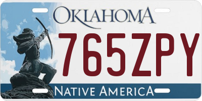 OK license plate 765ZPY