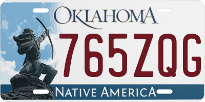 OK license plate 765ZQG