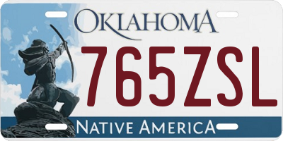 OK license plate 765ZSL