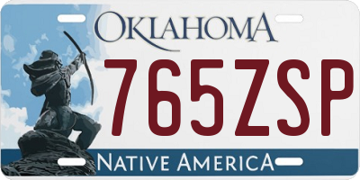 OK license plate 765ZSP