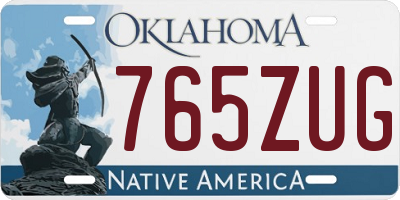 OK license plate 765ZUG