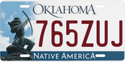 OK license plate 765ZUJ