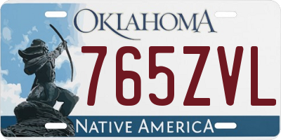 OK license plate 765ZVL