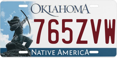 OK license plate 765ZVW