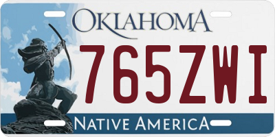 OK license plate 765ZWI