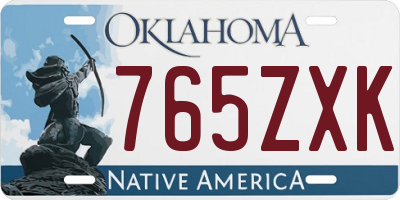 OK license plate 765ZXK