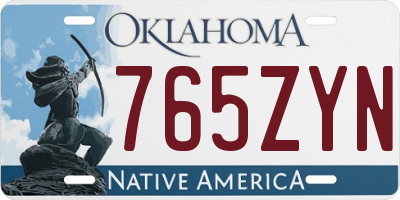 OK license plate 765ZYN