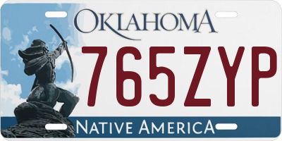 OK license plate 765ZYP