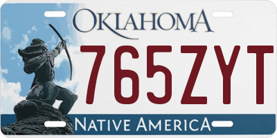 OK license plate 765ZYT