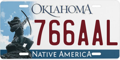 OK license plate 766AAL