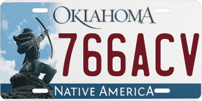 OK license plate 766ACV