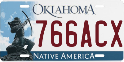 OK license plate 766ACX