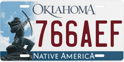 OK license plate 766AEF