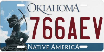 OK license plate 766AEV