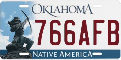 OK license plate 766AFB
