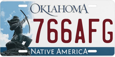 OK license plate 766AFG