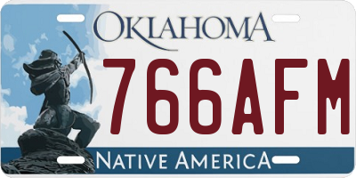 OK license plate 766AFM