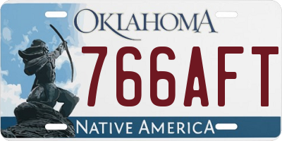 OK license plate 766AFT