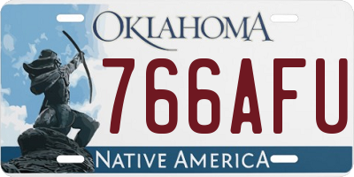 OK license plate 766AFU