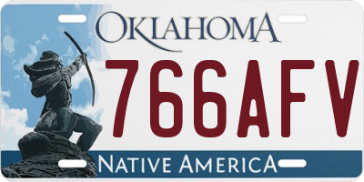 OK license plate 766AFV