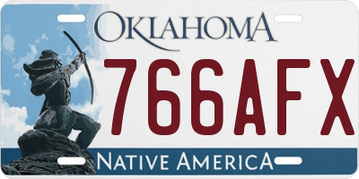 OK license plate 766AFX
