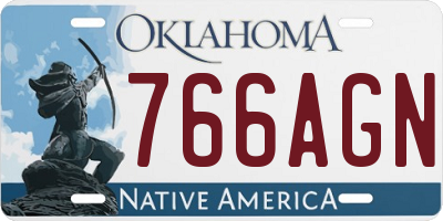 OK license plate 766AGN