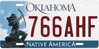 OK license plate 766AHF