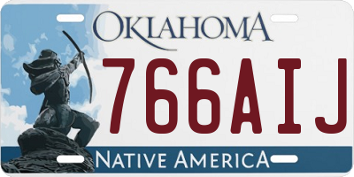 OK license plate 766AIJ