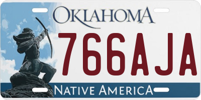 OK license plate 766AJA