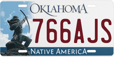 OK license plate 766AJS