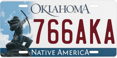 OK license plate 766AKA