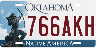 OK license plate 766AKH