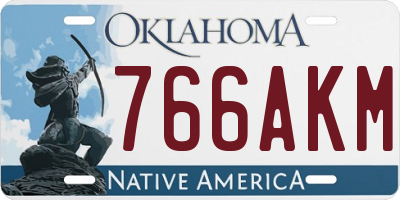 OK license plate 766AKM