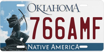 OK license plate 766AMF