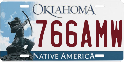 OK license plate 766AMW
