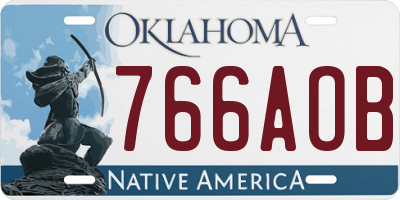 OK license plate 766AOB