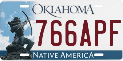OK license plate 766APF